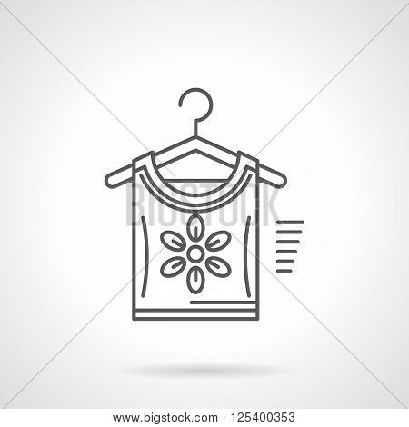 Shirt or blouse with floral print on a hanger. Web store of a clothes and dress. Flat line style vector icon. Single design element for website, business.