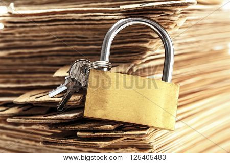 Pile Of Old Cards With Keylock