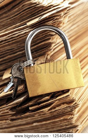 Pile Of Old Cards With Keylock