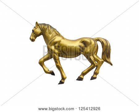 gold horse on a white background .
