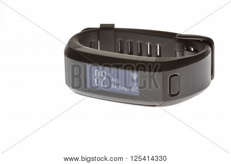 Heart rate monitor watch band for sports activity isolated