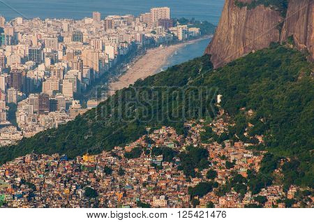 Biggest Slum in South America, Favela da Rocinha, in Rio de Janeiro, Brazil