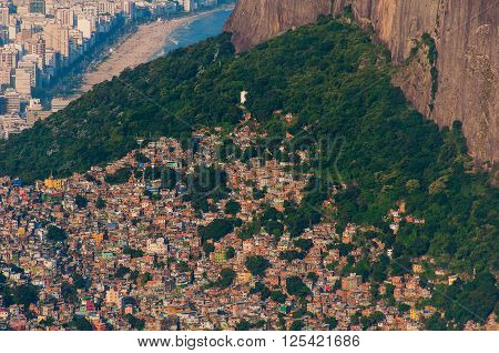 Biggest Slum in South America, Favela da Rocinha, in Rio de Janeiro, Brazil