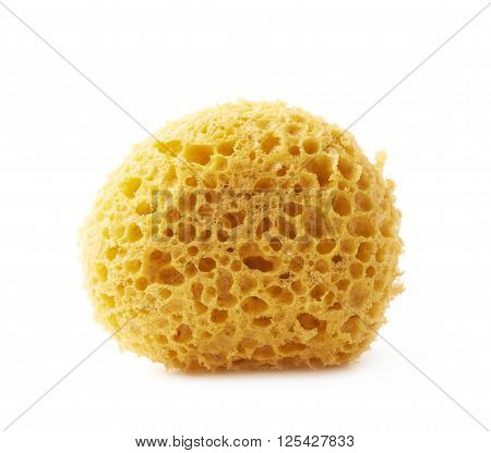 Yellow bathing sponge isolated over the white background