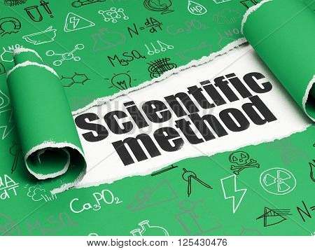 Science concept: black text Scientific Method under the piece of  torn paper