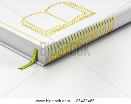 Studying concept: closed book, Book on white background