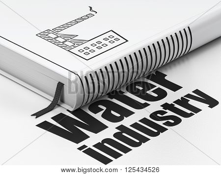 Manufacuring concept: book Industry Building, Water Industry on white background