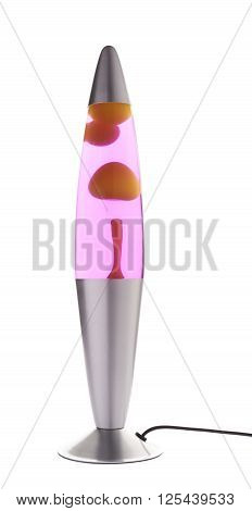 Pink magneta lava lamp isolated over the white background