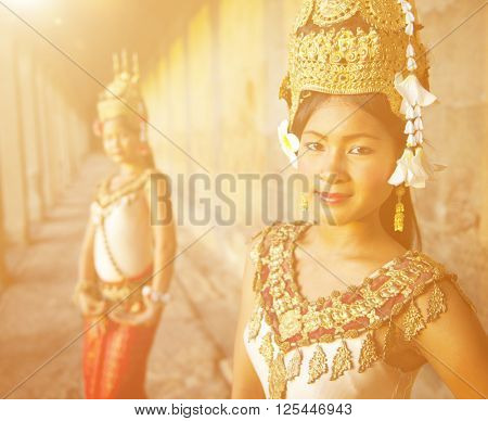 Traditional Aspara Dancers Cambodia Concept