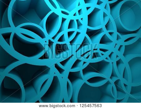 Abstract geometry. Circle shapes chaotic pattern. 3D rendering