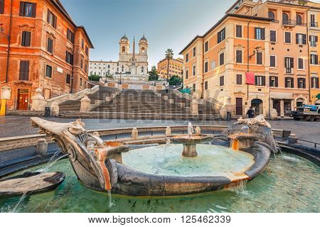 Spanish Steps at morning in Rome, Italy