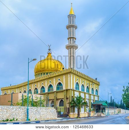 The beautiful Makam Al-Nabi Sain Mosque is a fine example of islamic architecture of XXI century Nazareth Israel.