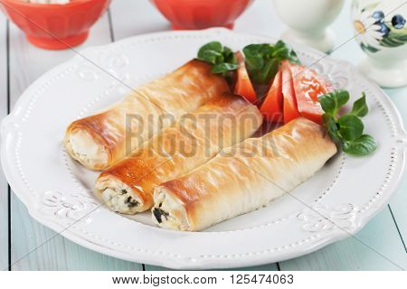 Pita zeljanica, balkans phyllo pastry filled with spinach and cheese