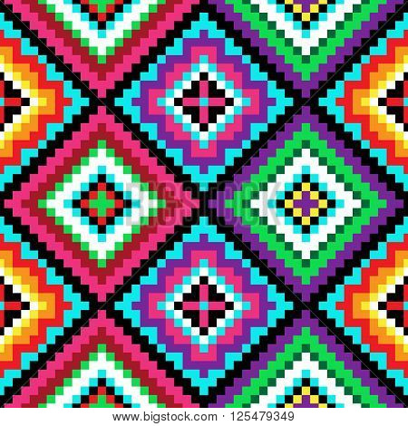 Tribal seamless colorful geometric pattern. Ethnic vector texture.Traditional ornament.