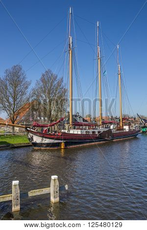 Sailing ship at the quay in Stavoren Netherlands