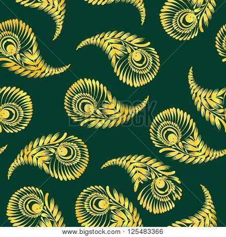 Seamless indian cucumbers pattern. Stock mehndi illustration for design