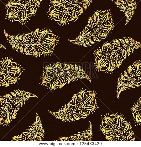Seamless indian cucumbers pattern. Stock mehndi illustration for design