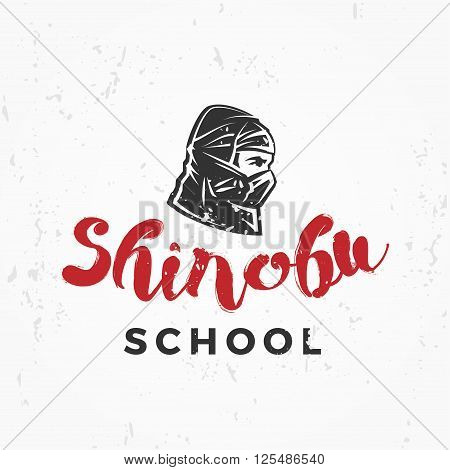 Set of Japan Ninjas Logo. Katana weapon insignia design. Vintage ninja mascot badge. Martial art Team t-shirt illustration concept