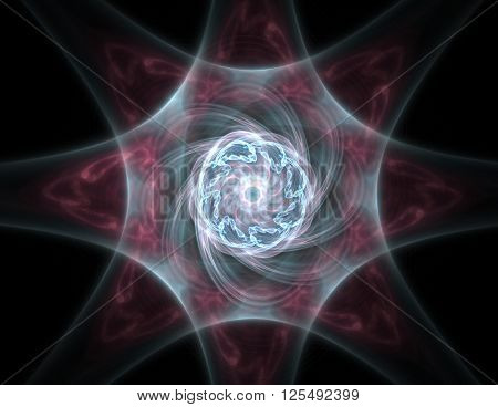 Elementary Particles series. Interplay of abstract fractal forms on the subject of nuclear physics science and graphic design.