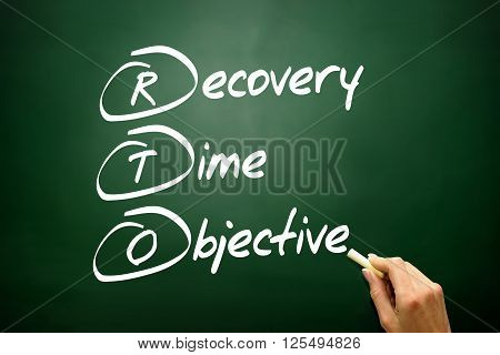 Hand Drawn Recovery Time Objective (rto), Business Concept Acronym On Blackboard..