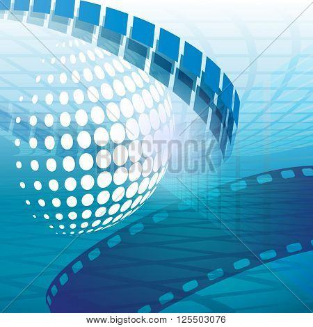 Abstract light blue geometric dynamic spectacular vector background with outlines of the globe