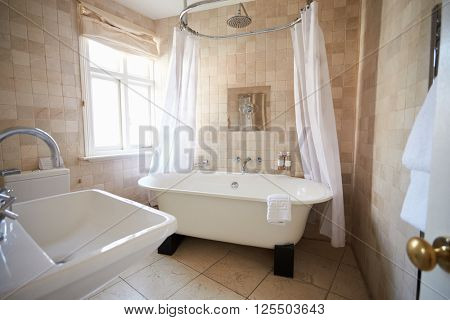 Beautiful Bathroom With Free Standing Bath And Shower