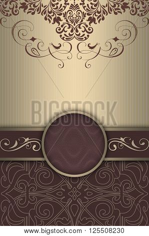 Vintage background with decorative borderframe and old-fashioned patterns. Vintage invitation card or cover-book design.