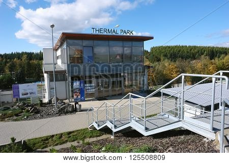 Vrbov HIGH TATRAS SLOVAKIA - OCTOBER 18 2015: View on the Thermal park Vrbov in High Tatras Slovakia.