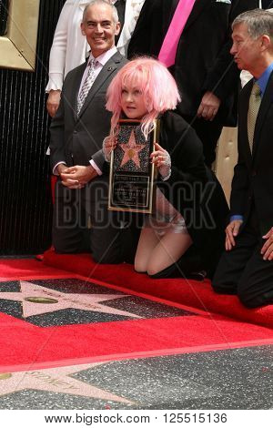 LOS ANGELES - APR 11:  Cyndi Lauper at the Harvey Fierstein and Cyndi Lauper Hollywood Walk of Fame Ceremony at the Pantages Theater on April 11, 2016 in Los Angeles, CA