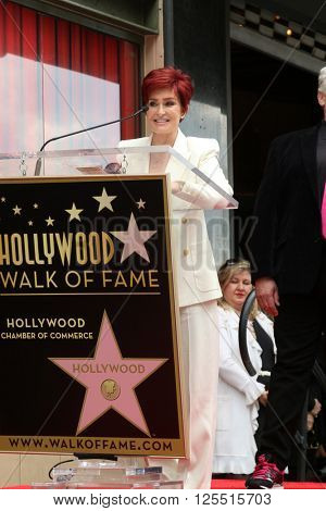 LOS ANGELES - APR 11:  Sharon Osbourne at the Harvey Fierstein and Cyndi Lauper Hollywood Walk of Fame Ceremony at the Pantages Theater on April 11, 2016 in Los Angeles, CA