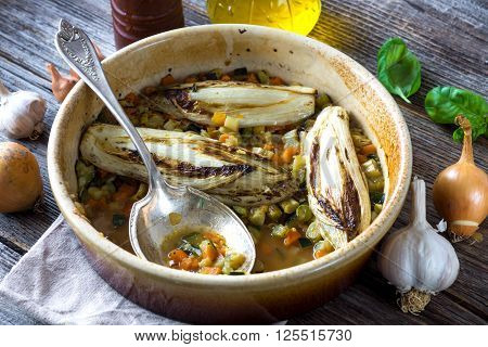 Oven Roasted Witlof With Vegetables