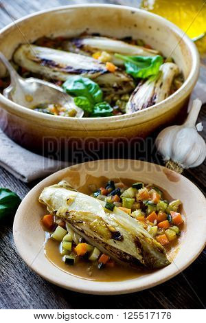 Oven Roasted Witlof With Vegetables