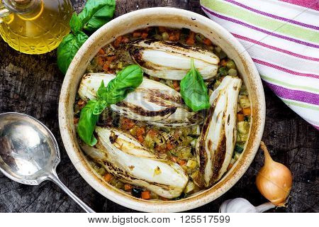 Oven Roasted Witlof With Vegetables