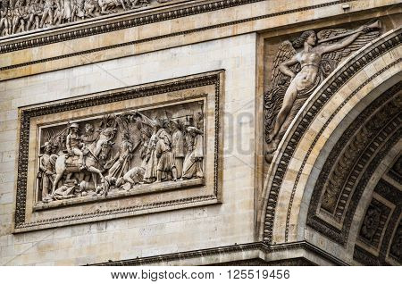 Paris France 20 April 2014 The Arc de Triomphe is one of the most famous monuments in Paris