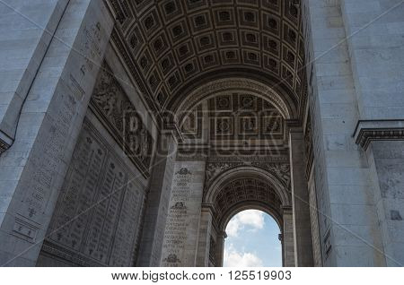 Paris France 20 April 2014 The Arc de Triomphe is one of the most famous monuments in Paris