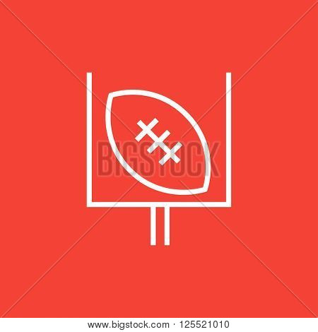 Gate and ball for rugby line icon.