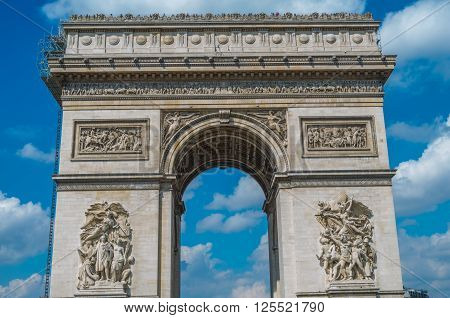 Paris France 20 April 2014 The Arc de Triomphe is one of the most famous monuments in Paris