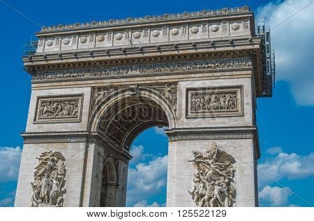 Paris France 20 April 2014 The Arc de Triomphe is one of the most famous monuments in Paris