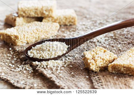 Sesame Seed And Sesame Dessert With Caramel