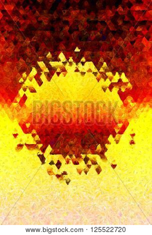 up down burning sun geometry oil painting impressionism