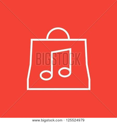 Bag with music note line icon.