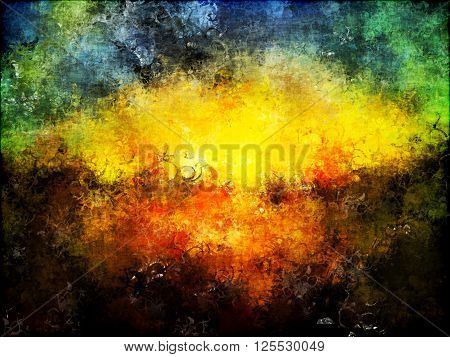 sunset abstract digital drawing, sun forest abstraction painting