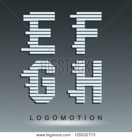 Alphabet font template. Set of letters E, F, G, H logo or icon. Vector illustration.