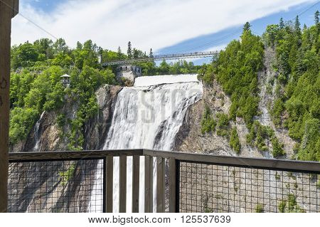 Montmorency Falls viewed from gazebo across basin