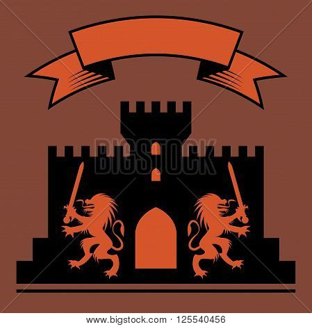 Heraldic emblem with grifons, abstract vector illustration