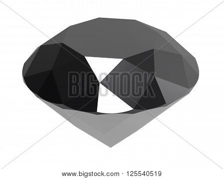 Gemstone black diamond isolated on white background. 3D render