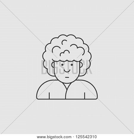 contour icon Man with curly hairstyle on her head