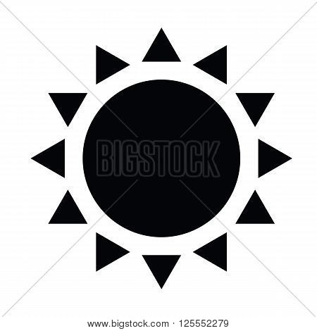 Sun black silhouette icon isolated on white background