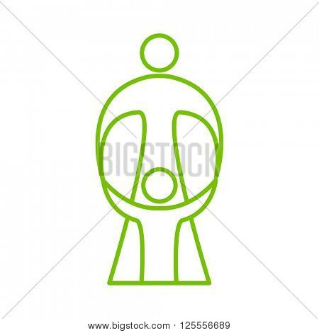 Mother care of child. Sign symbol of love, care and guardianship. Template for logo of social organization, Foundation for Protection of Children, the medical center and etc. Vector illustration.