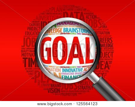 Goal Word Cloud With Magnifying Glass